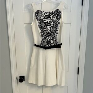 White House Black Market Ivory and Black Lace Mini Dress